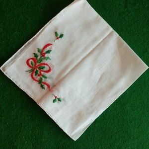 Women's ladies vintage handkerchief Christmas